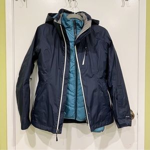 The north face ski snowboard jacket and inner puffer set size small